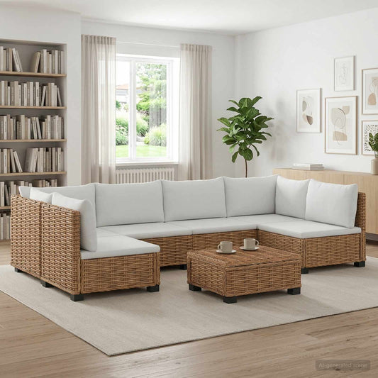7 pcs Rattan Lounge Set with Cushions GENDT Natural Rattan