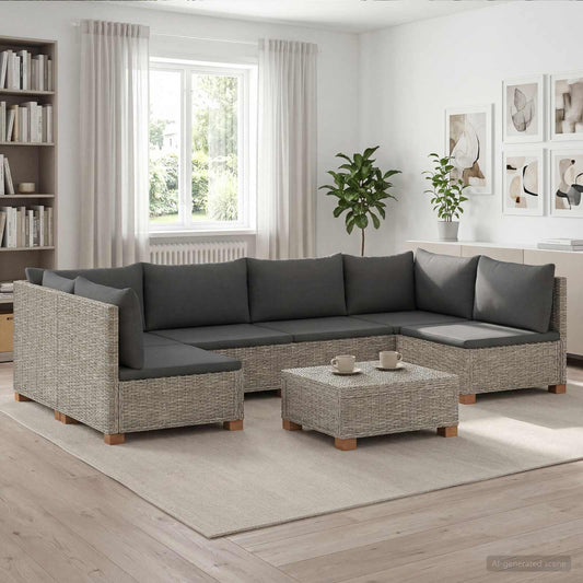 7 pcs Rattan Lounge Set with Cushions GENDT Natural Rattan