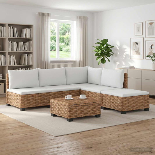6 pcs Rattan Lounge Set with Cushions GENDT Natural Rattan