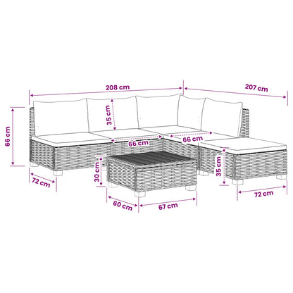 6 pcs Rattan Lounge Set with Cushions GENDT Natural Rattan