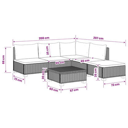 6 pcs Rattan Lounge Set with Cushions GENDT Natural Rattan