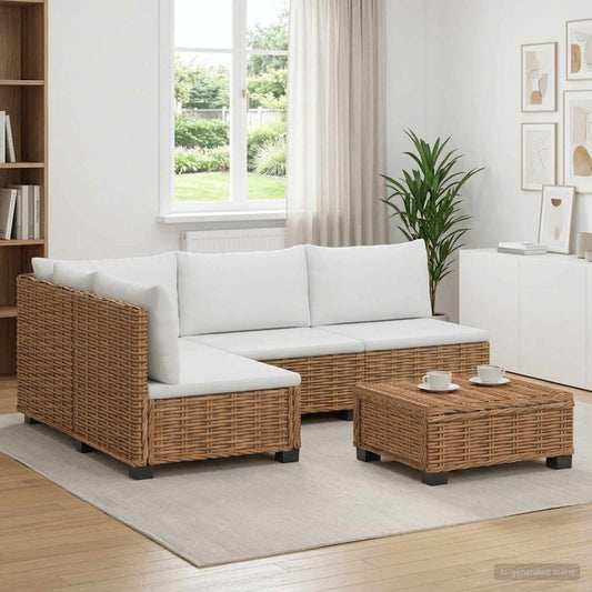 5 pcs Rattan Lounge Set with Cushions GENDT Natural Rattan