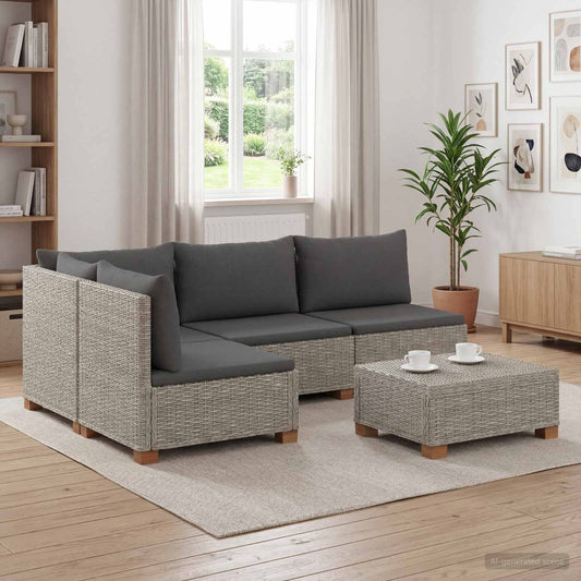 5 pcs Rattan Lounge Set with Cushions GENDT Natural Rattan