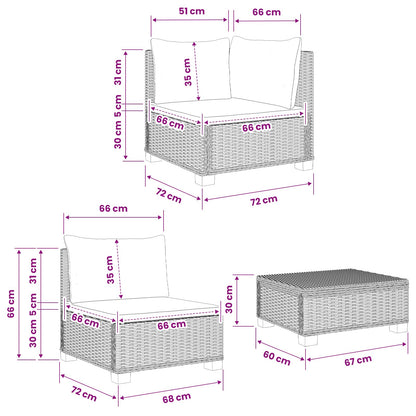 5 pcs Rattan Lounge Set with Cushions GENDT Natural Rattan