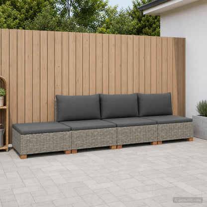 4 pcs Rattan Lounge Set with Cushions GENDT Natural Rattan
