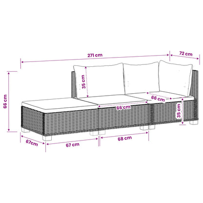 3 pcs Rattan Lounge Set with Cushions GENDT Natural Rattan