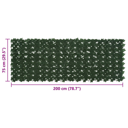 Balcony Screen with Leaves Dark Green 200 x 75 cm