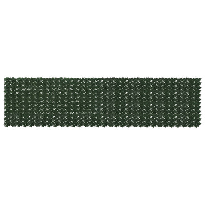 Balcony Screen with Leaves Dark Green 400 x 100 cm