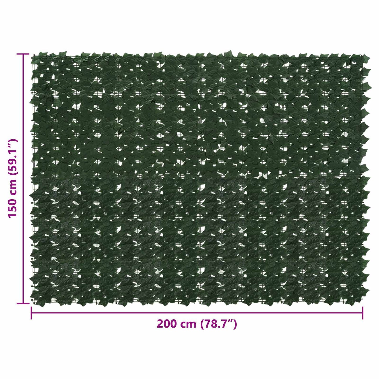 Balcony Screen with Leaves Dark Green 200 x 150 cm