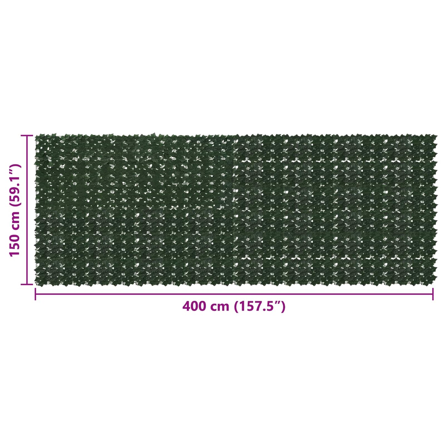 Balcony Screen with Leaves Dark Green 400 x 150 cm