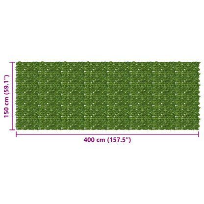 Balcony Screen with Leaves Green and Yellow 400 x 150 cm