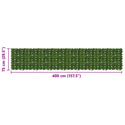 Balcony Screen with Leaves Green 400 x 75 cm