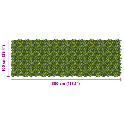 Balcony Screen with Leaves Green and Yellow 300 x 100 cm