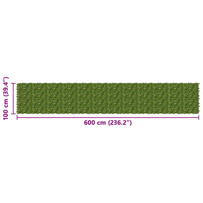 Balcony Screen with Leaves Green and Yellow 600 x 100 cm