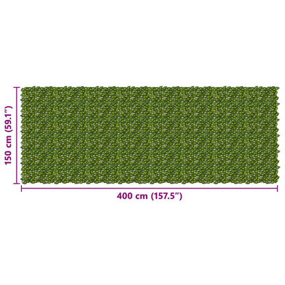 Balcony Screen with Leaves Green and Yellow 400 x 150 cm