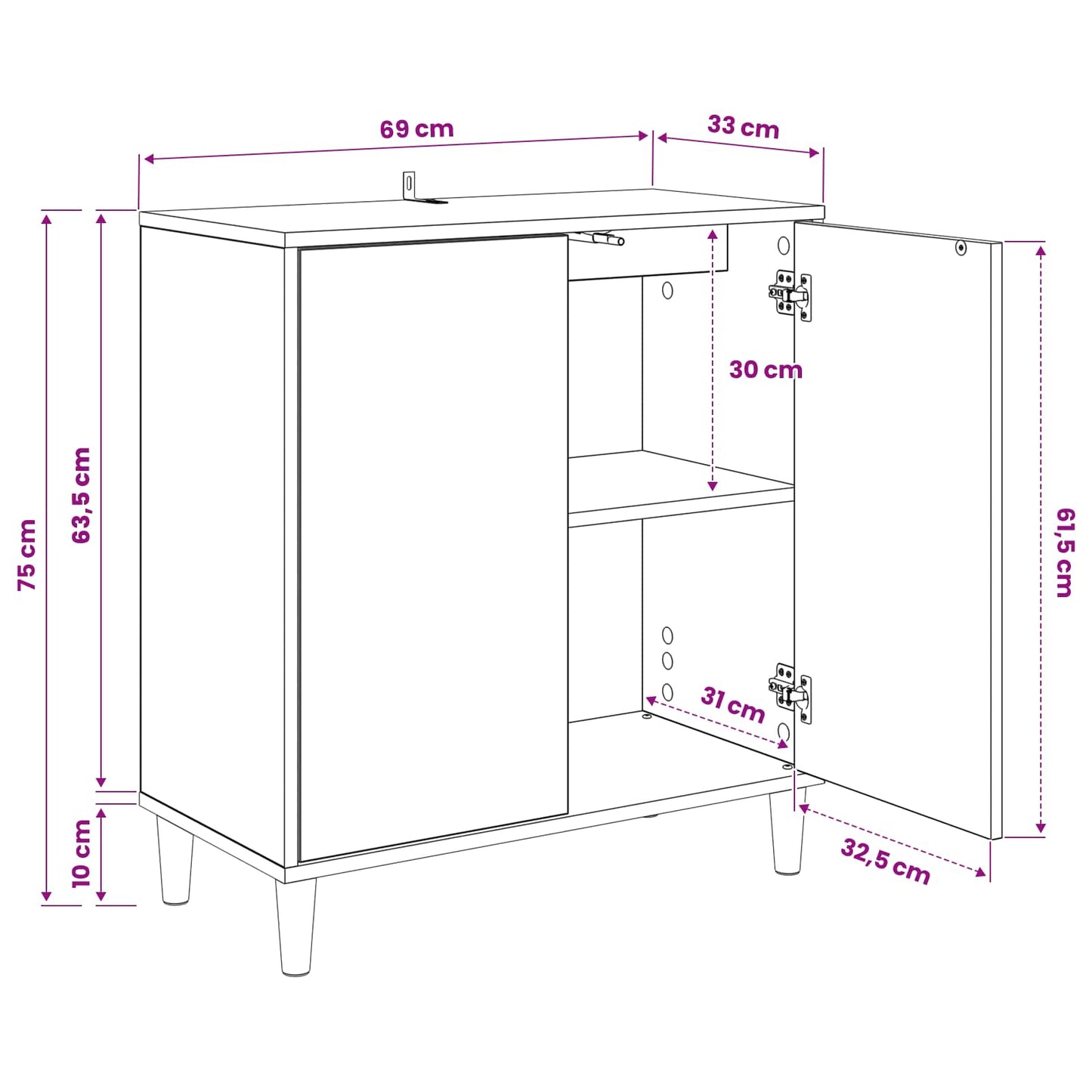 Sideboard ELBURG Sonoma 69 x 33 x 75 cm Engineered Wood