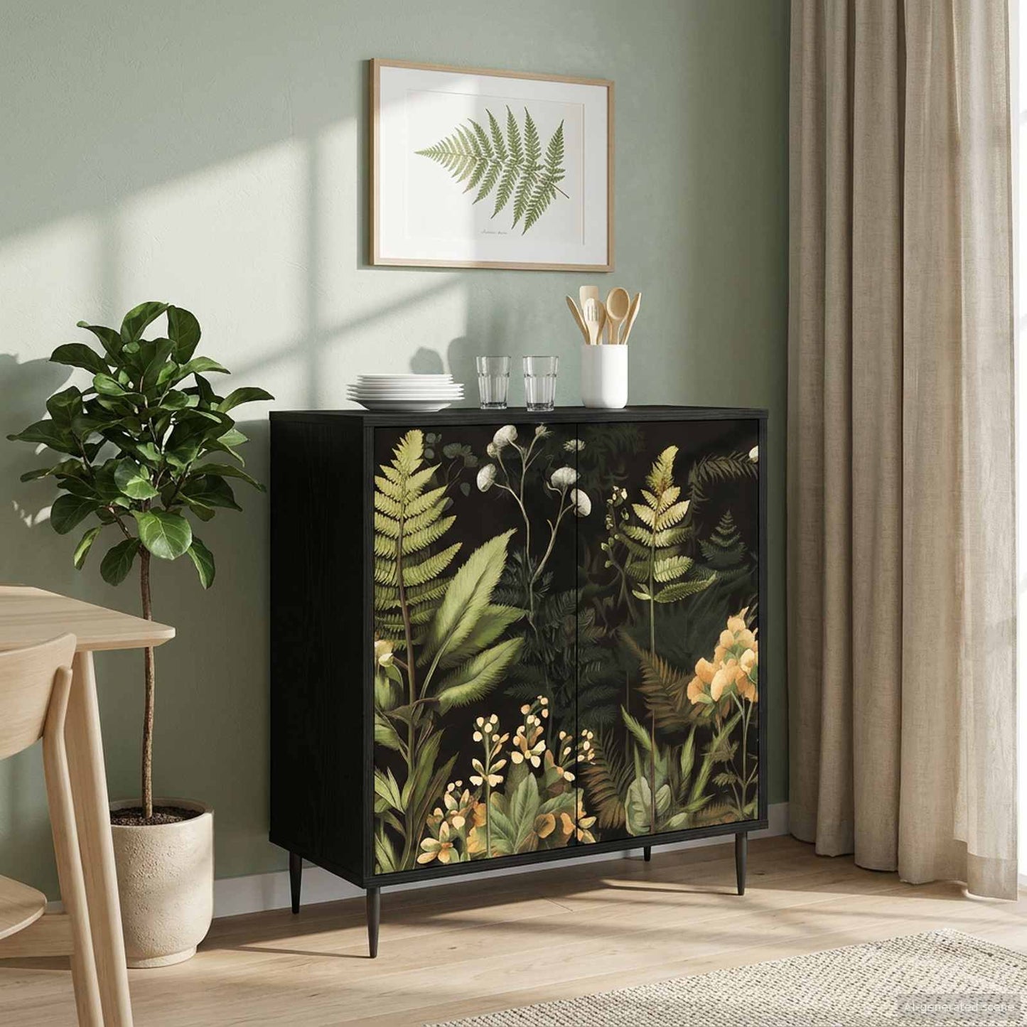 Sideboard RHENEN Black Oak 69 x 33 x 76 cm Engineered Wood