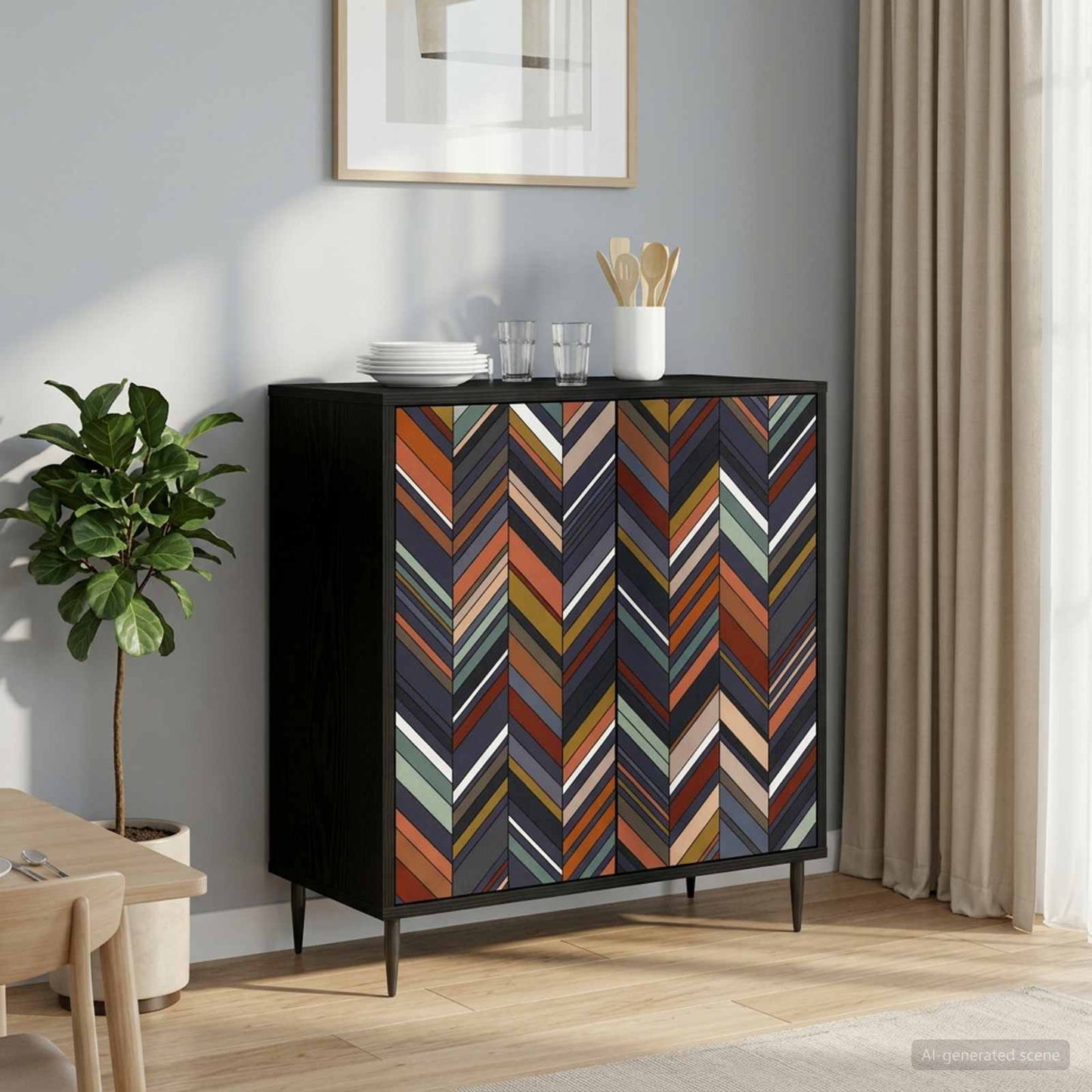 Sideboard OMMEN Black Oak 69 x 33 x 76 cm Engineered Wood