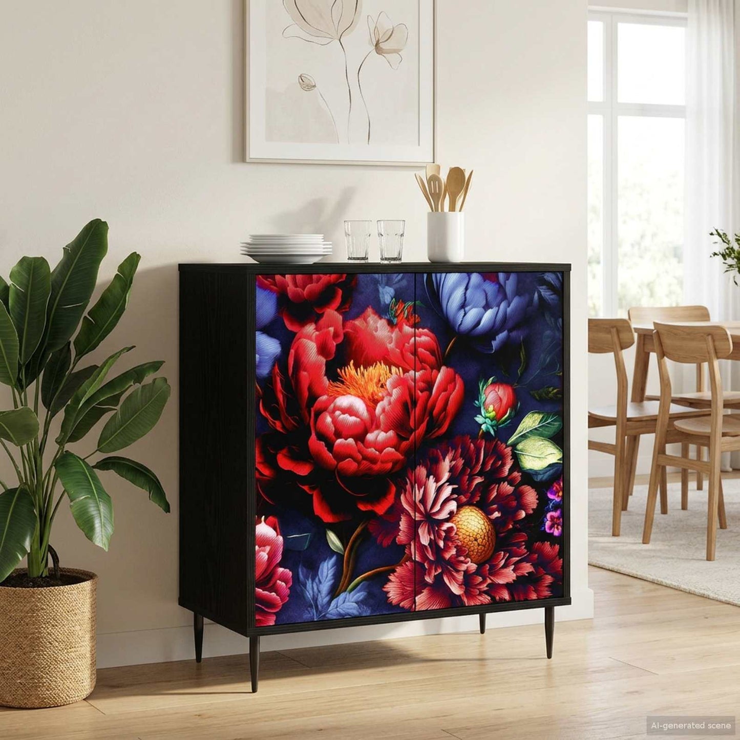 Sideboard KIEL Black Oak 69 x 33 x 76 cm Engineered Wood