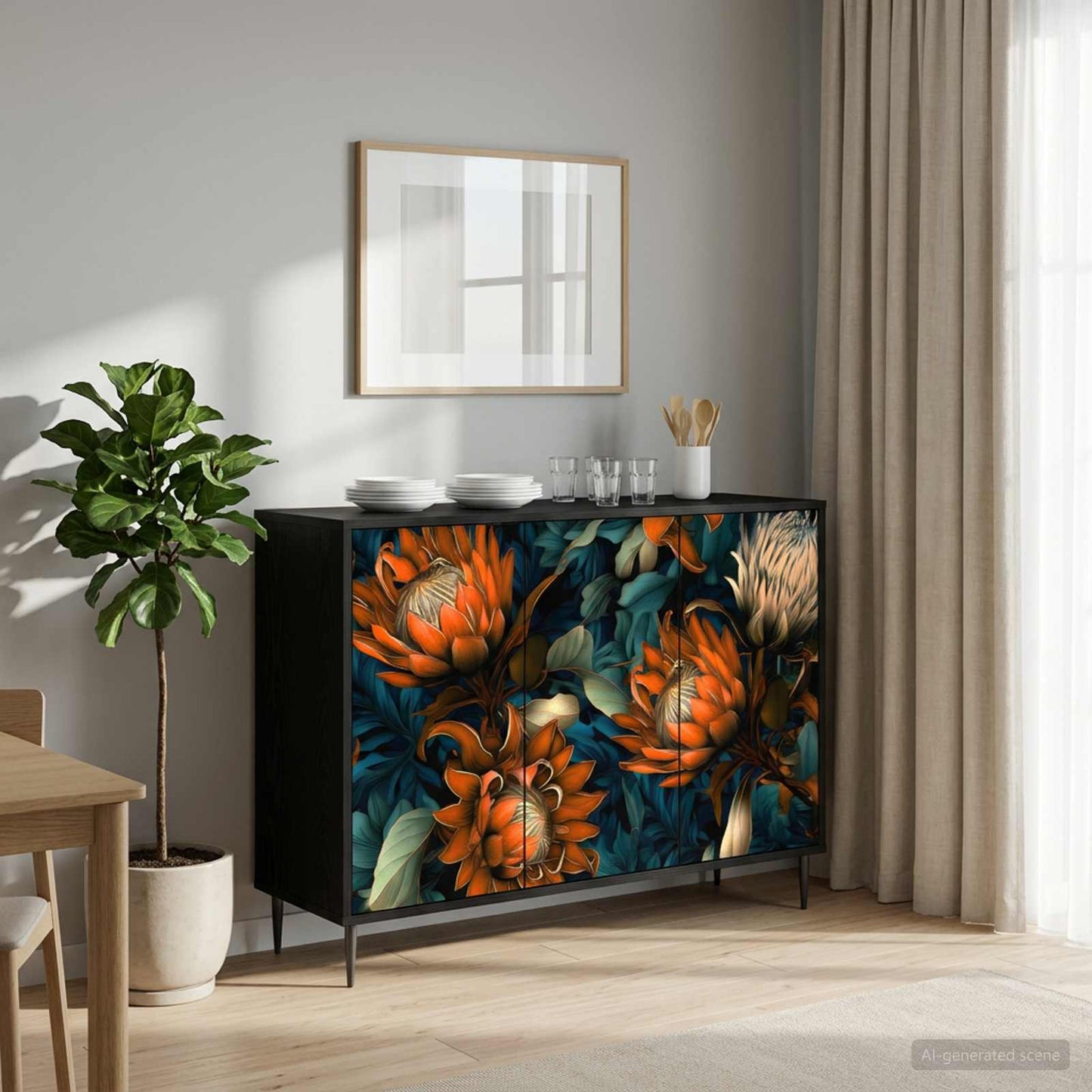 Sideboard LOCHEM Black Oak 102 x 33 x 76 cm Engineered Wood