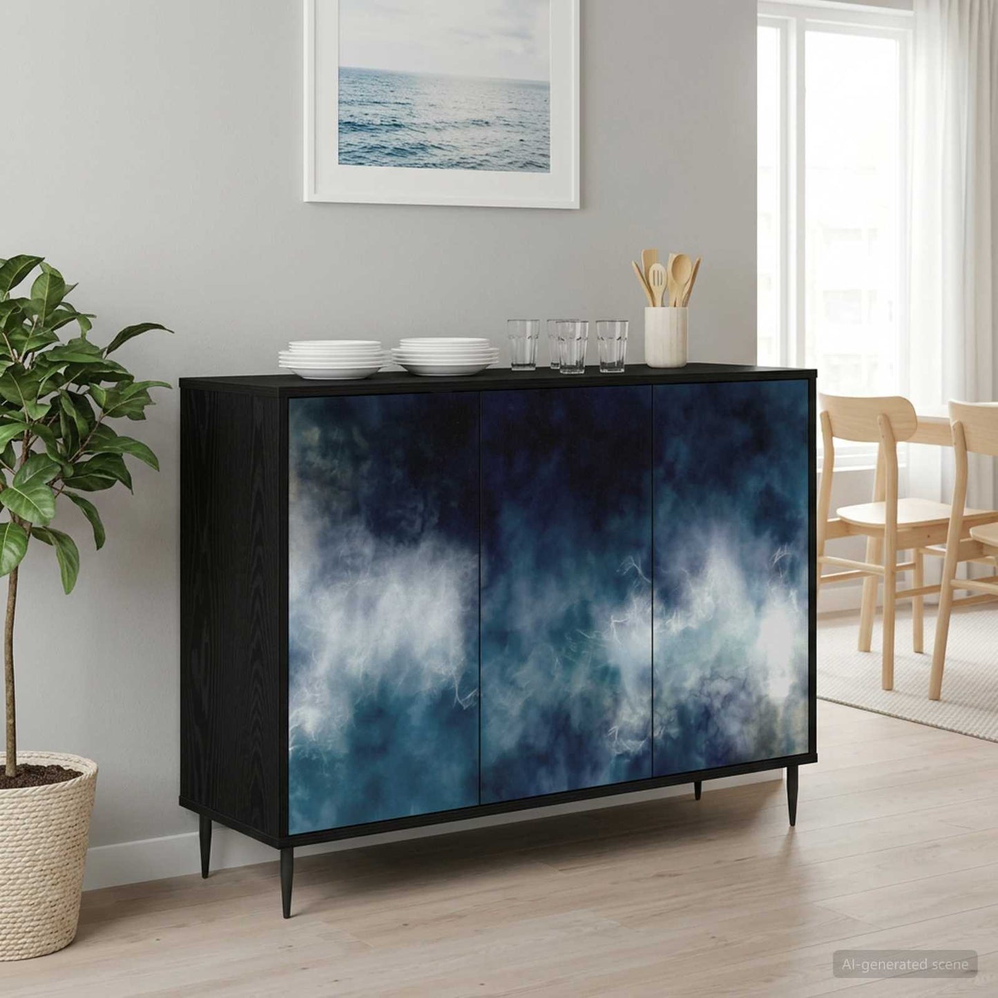 Sideboard RAALTE Black Oak 102 x 33 x 76 cm Engineered Wood