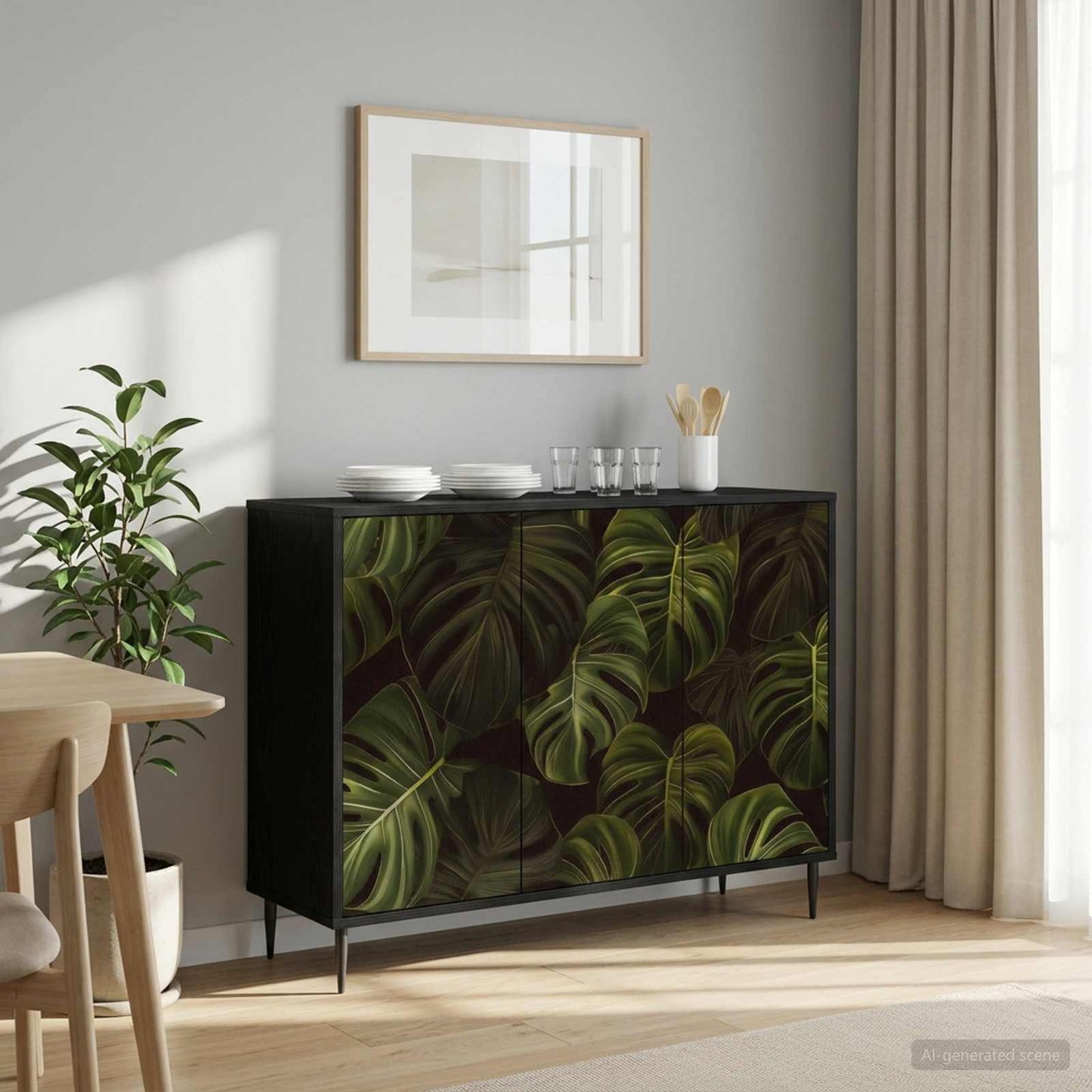 Sideboard ELBURG Black Oak 102 x 33 x 76 cm Engineered Wood