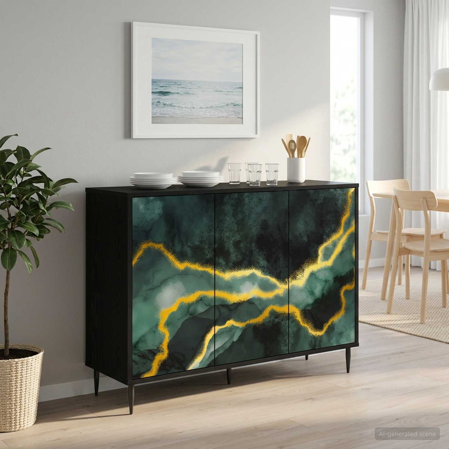 Sideboard WIJHE Black Oak 102 x 33 x 76 cm Engineered Wood