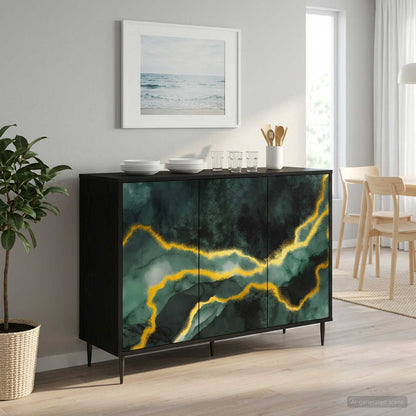 Sideboard WIJHE Black Oak 102 x 33 x 76 cm Engineered Wood