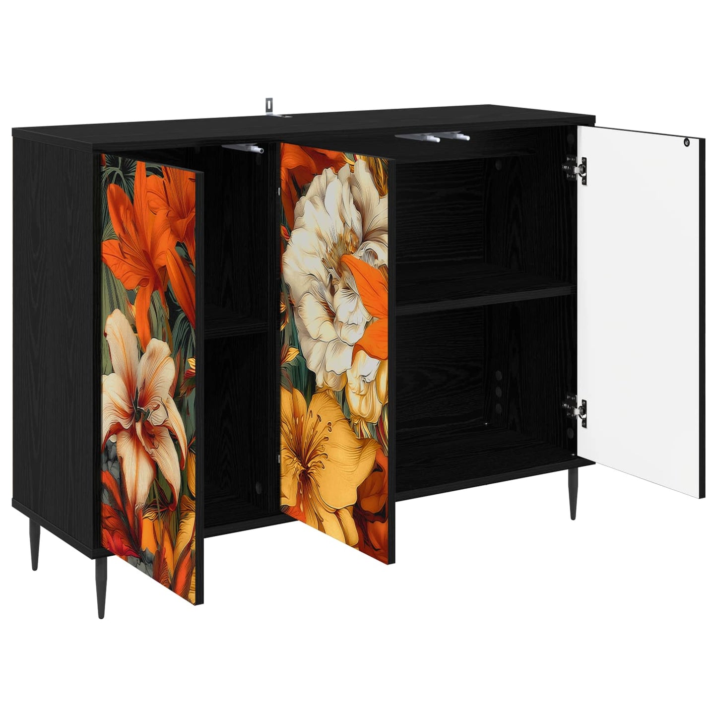 Sideboard GENNEP Black Oak 102 x 33 x 76 cm Engineered Wood