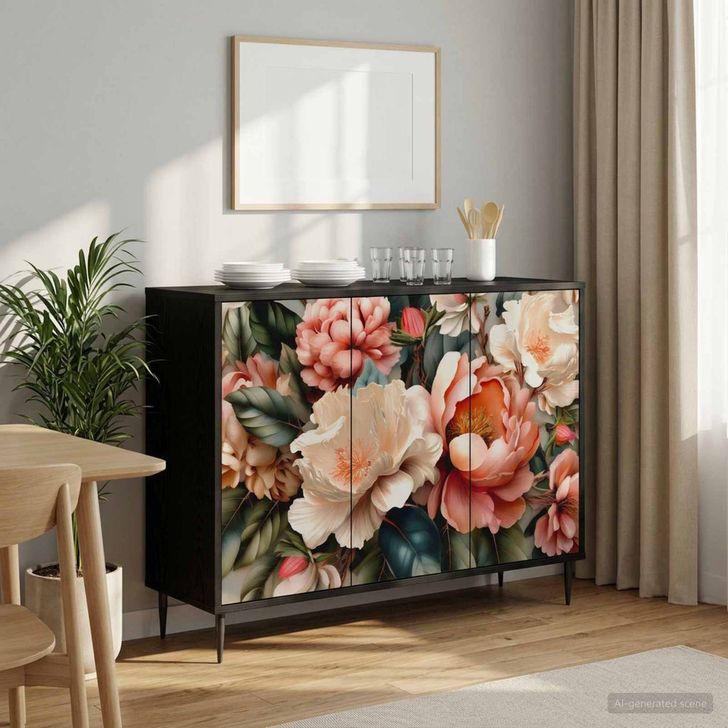 Sideboard BORNE Black Oak 102 x 33 x 76 cm Engineered Wood