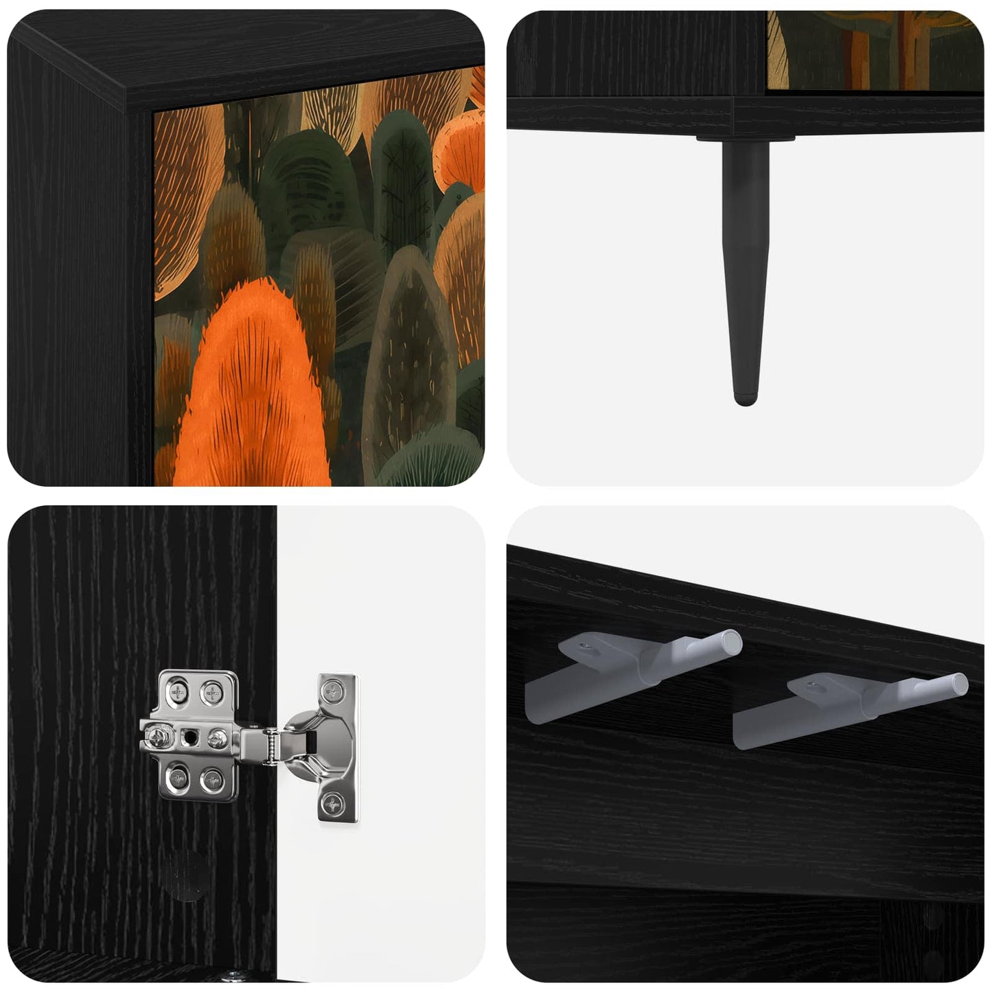 Sideboard ZAANDAM Black Oak 102 x 33 x 76 cm Engineered Wood