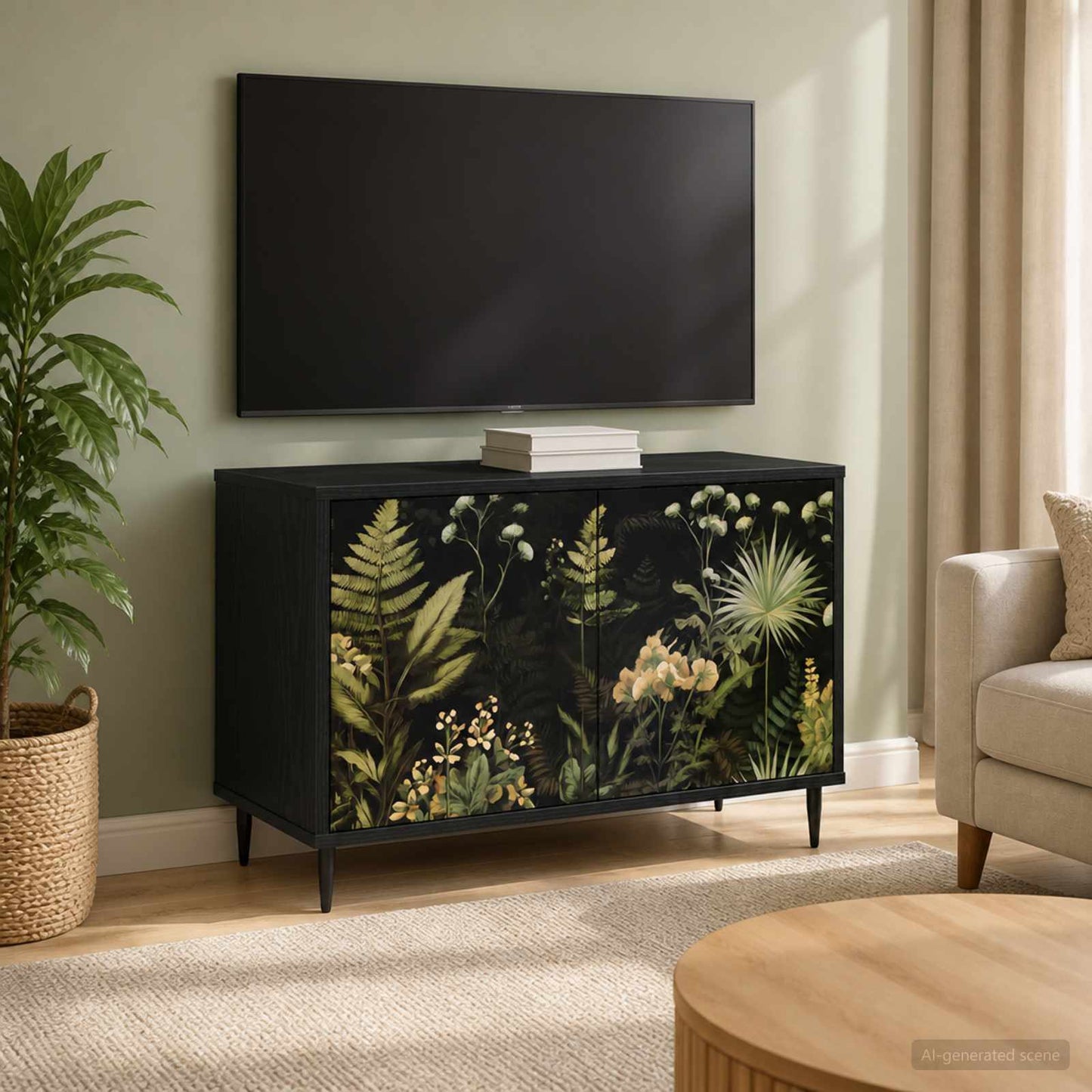 TV Cabinet RHENEN 69 x 33 x 50.5 cm Black Oak Engineered Wood