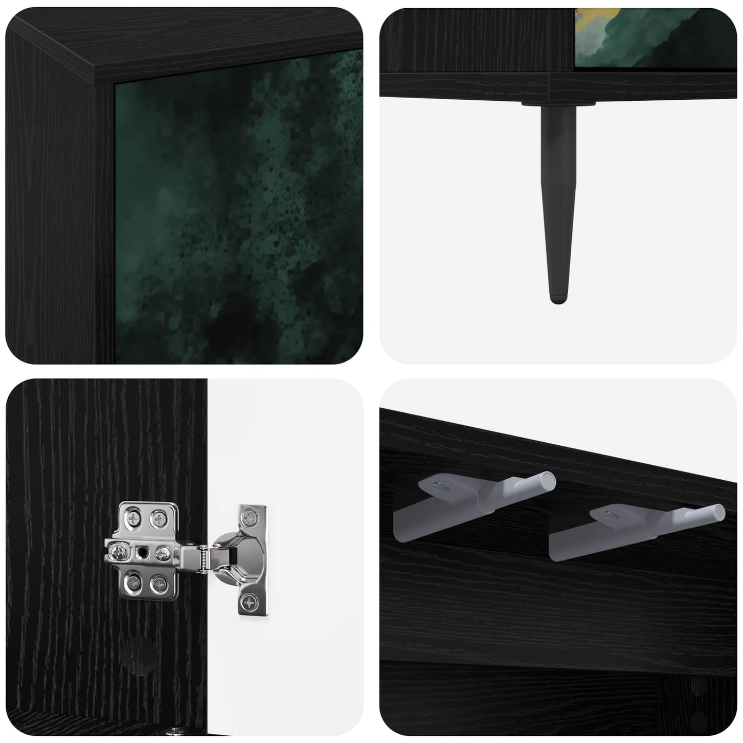 TV Cabinet WIJHE 69 x 33 x 50.5 cm Black Oak Engineered Wood