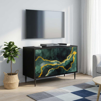 TV Cabinet WIJHE 69 x 33 x 50.5 cm Black Oak Engineered Wood