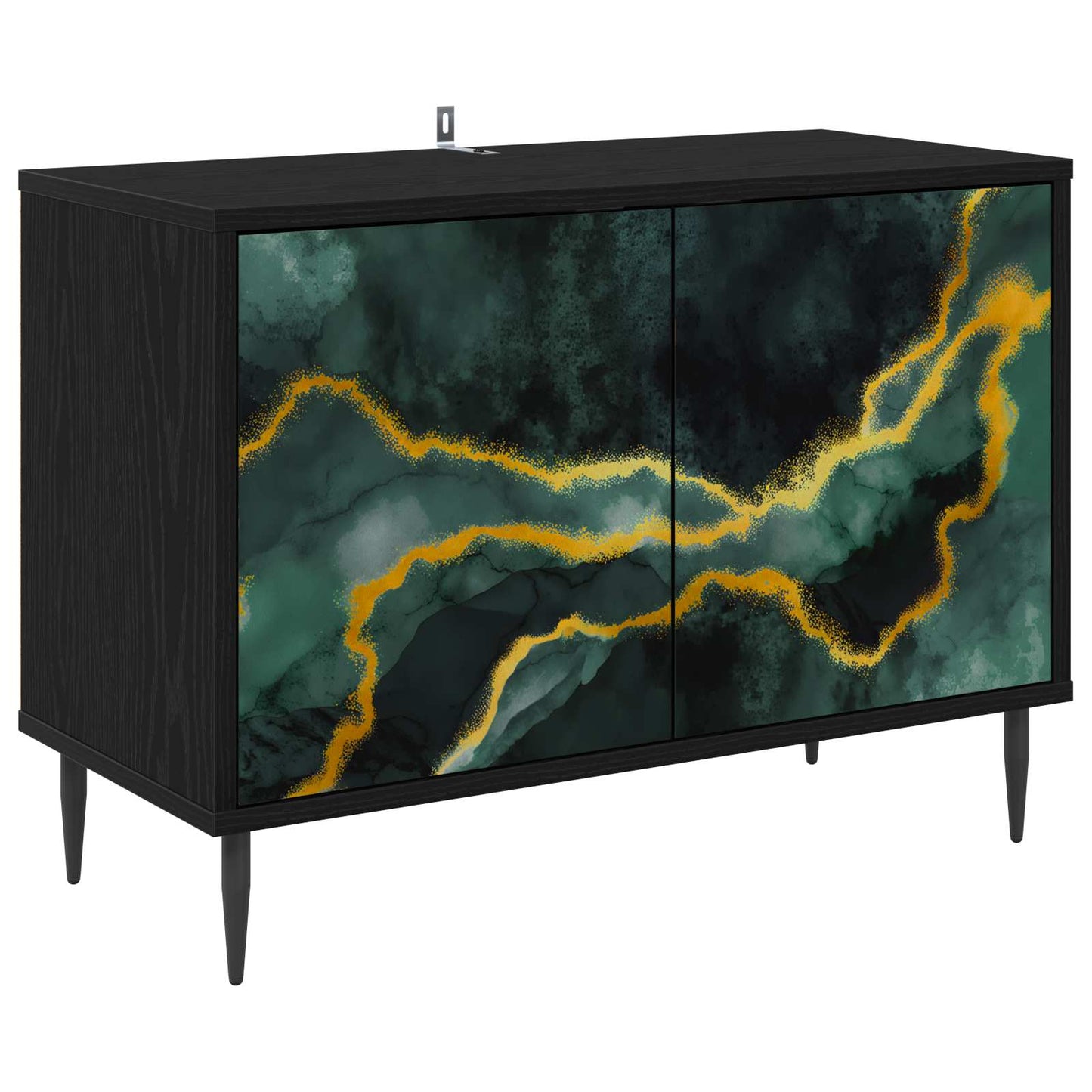 TV Cabinet WIJHE 69 x 33 x 50.5 cm Black Oak Engineered Wood