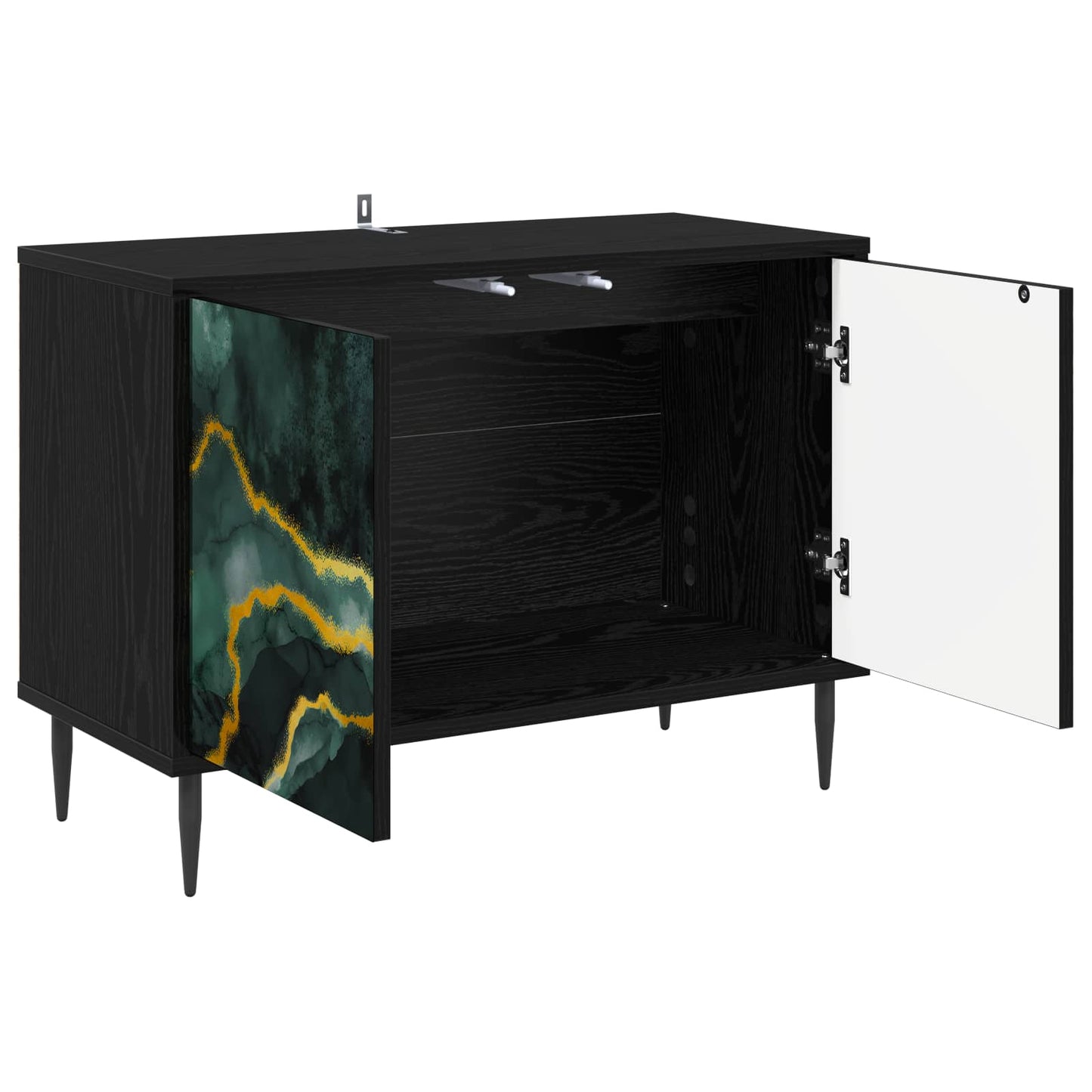 TV Cabinet WIJHE 69 x 33 x 50.5 cm Black Oak Engineered Wood