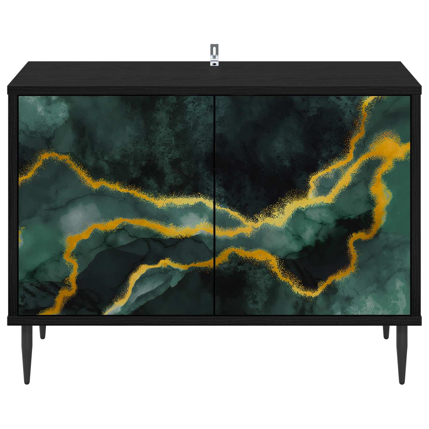 TV Cabinet WIJHE 69 x 33 x 50.5 cm Black Oak Engineered Wood