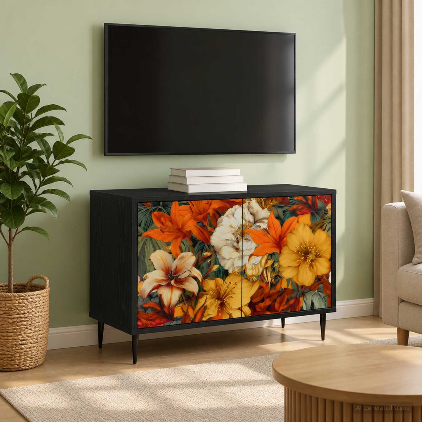 TV Cabinet GENNEP 69 x 33 x 50.5 cm Black Oak Engineered Wood