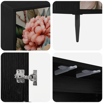 TV Cabinet BORNE 69 x 33 x 50.5 cm Black Oak Engineered Wood