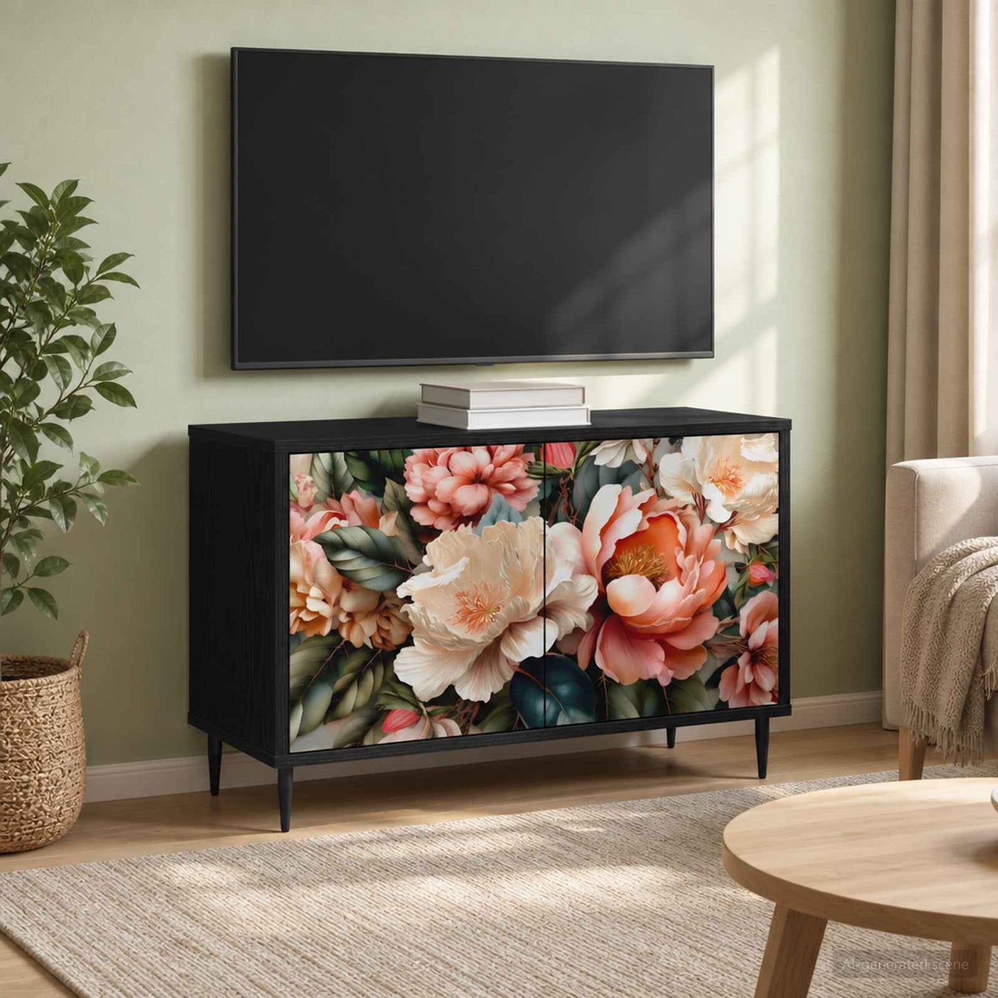 TV Cabinet BORNE 69 x 33 x 50.5 cm Black Oak Engineered Wood