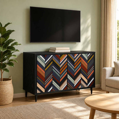 TV Cabinet OMMEN 69 x 33 x 50.5 cm Black Oak Engineered Wood