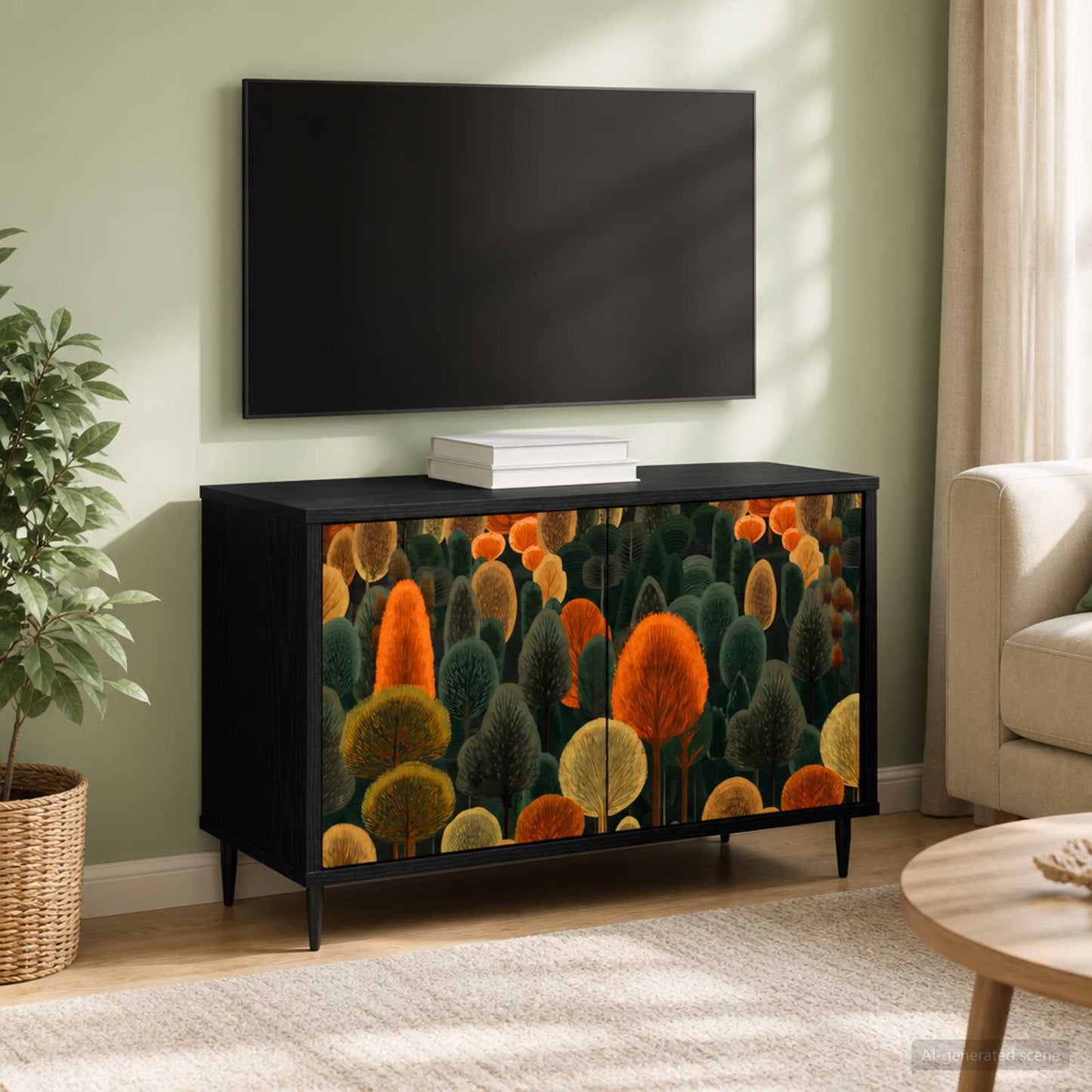 TV Cabinet ZAANDAM 69 x 33 x 50.5 cm Black Oak Engineered Wood