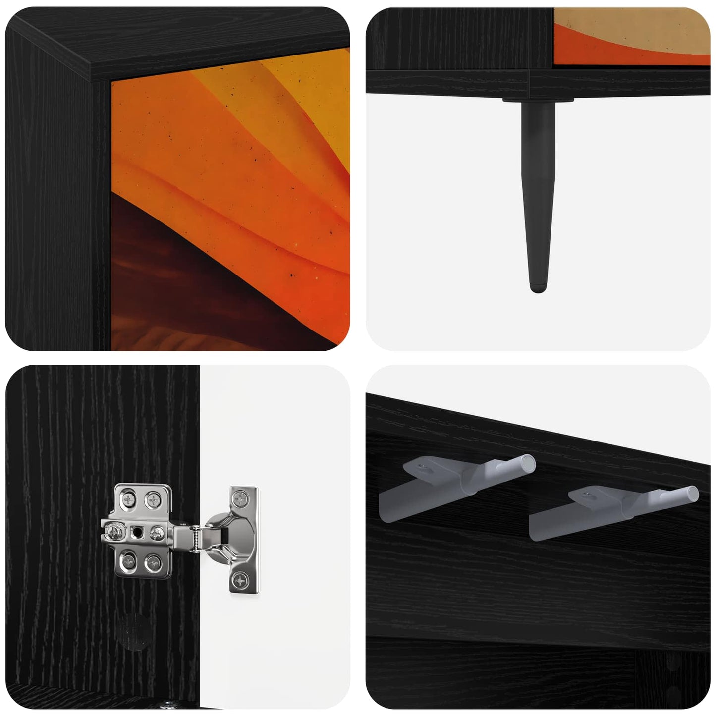 TV Cabinet BONN 69 x 33 x 50.5 cm Black Oak Engineered Wood