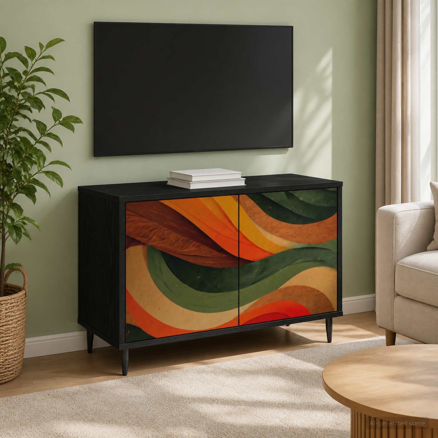 TV Cabinet BONN 69 x 33 x 50.5 cm Black Oak Engineered Wood