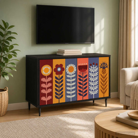 TV Cabinet ESSEN 69 x 33 x 50.5 cm Black Oak Engineered Wood