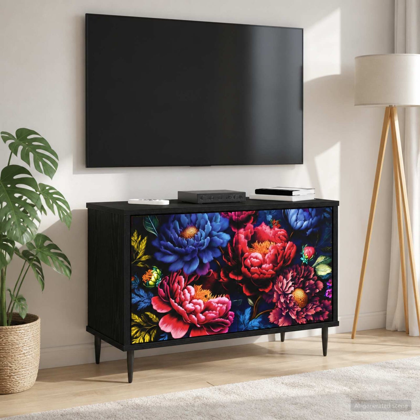 TV Cabinet KIEL 69 x 33 x 50.5 cm Black Oak Engineered Wood
