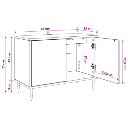 TV Cabinet MAINZ 69 x 33 x 50.5 cm Black Oak Engineered Wood