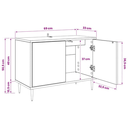TV Cabinet HANAU 69 x 33 x 50.5 cm Black Oak Engineered Wood
