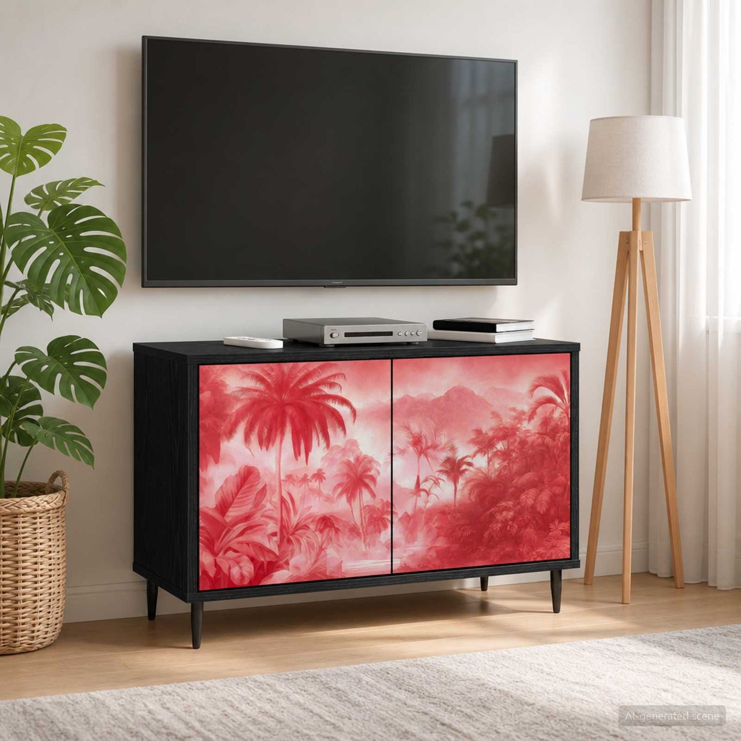 TV Cabinet AACHEN 69 x 33 x 50.5 cm Black Oak Engineered Wood
