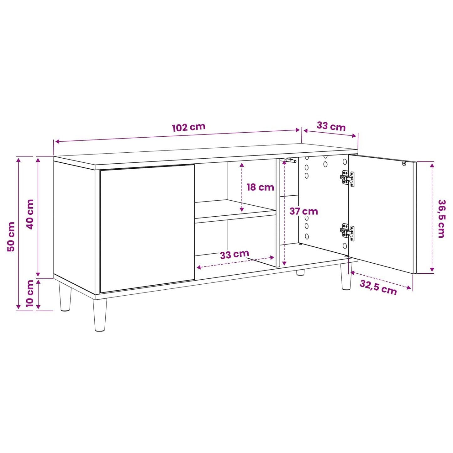 TV Cabinet GENNEP 102 x 33 x 50 cm Sonoma Engineered Wood